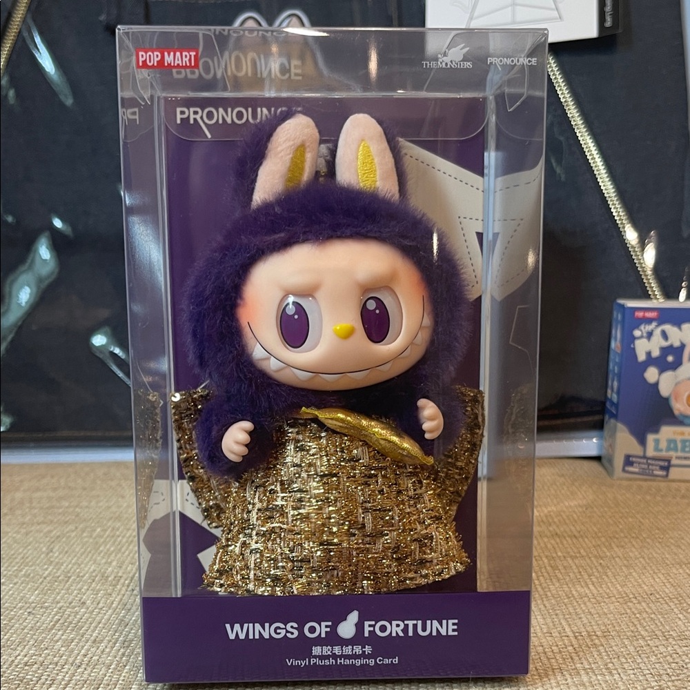 Labubu Pop Mart x Pronounce Wings of Fortune Vinyl Plush Hanging Card authentic